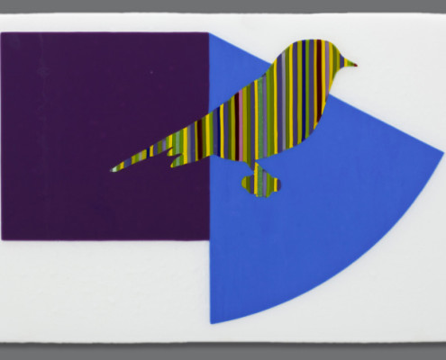 STRIPED BIRD IN ELLSWORTH PURPLE SQUARE AND BLUE WEDGE